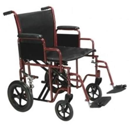 22 Inch Bariatric Steel Transport Chair Red